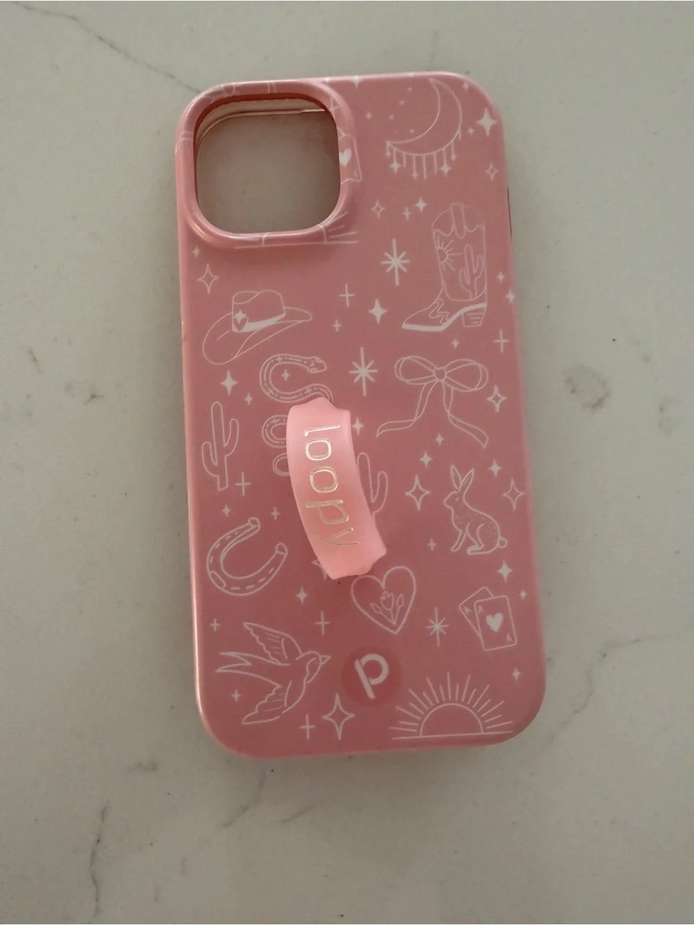 Loopy Brand Pink Patterned Phone Case with Loopy Grip